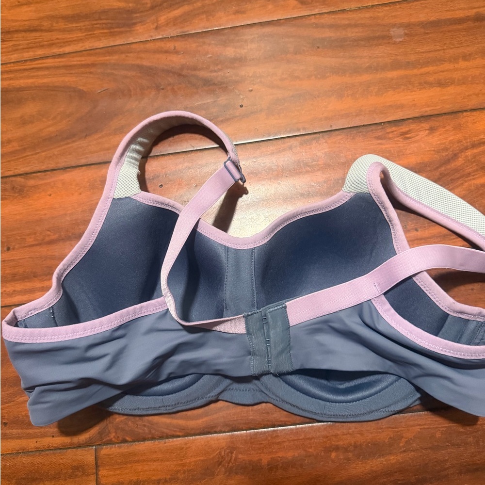 Panache Gray Sports Bra with Lilac Trim and White Mesh - Picture 7 of 7